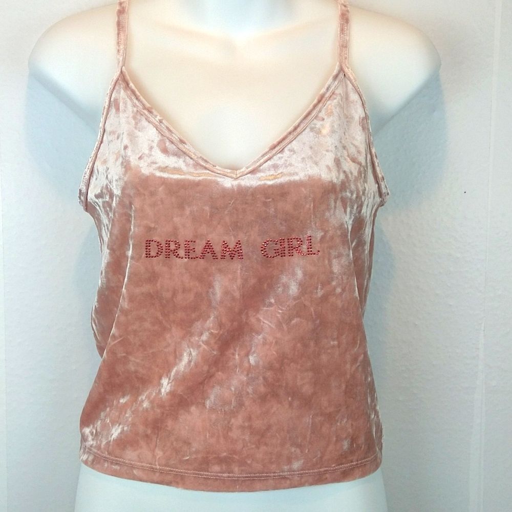 Forever 21 crush velvet blush pink dream girl Cammy top size medium